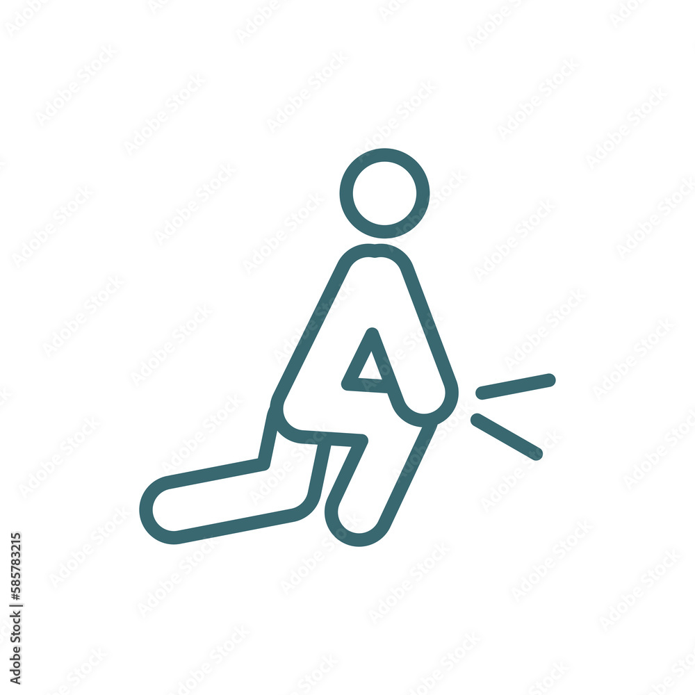 sore human icon. Thin line sore human icon from feeling and reaction collection. Outline vector isolated on white background. Editable sore human symbol can be used web and mobile sore human icon. Thin line sore human icon from feeling and reaction collection. Outline vector isolated on white background. Editable sore human symbol can be used web and mobile
