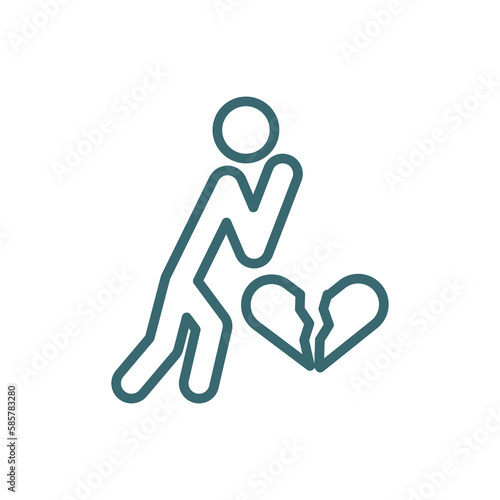 heartbroken human icon. Thin line heartbroken human icon from feeling and reaction collection. Outline vector isolated on white background. Editable heartbroken human symbol can be used web and mobile