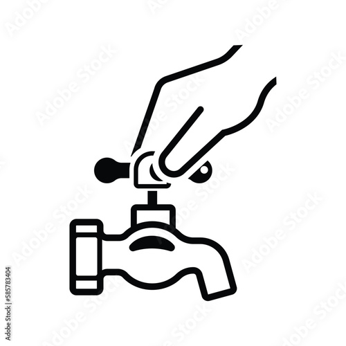 Hand closed the tab for saving water icon isolated on background vector illustration.