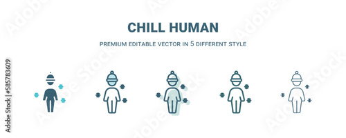 chill human icon in 5 different style. Outline, filled, two color, thin chill human icon isolated on white background. Editable vector can be used web and mobile