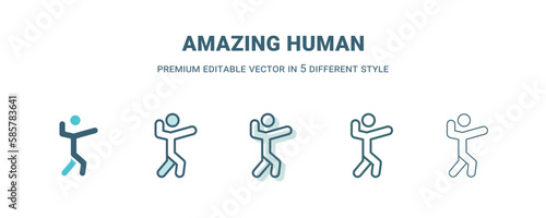 amazing human icon in 5 different style. Outline  filled  two color  thin amazing human icon isolated on white background. Editable vector can be used web and mobile