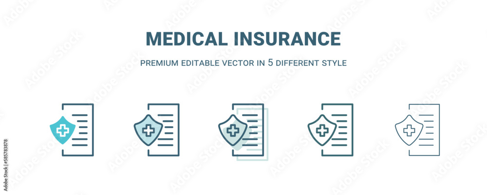medical insurance icon in 5 different style. Outline, filled, two color, thin medical insurance icon isolated on white background. Editable vector can be used web and mobile medical insurance icon in 5 different style. Outline, filled, two color, thin medical insurance icon isolated on white background. Editable vector can be used web and mobile