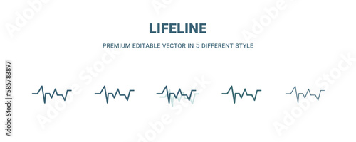lifeline icon in 5 different style. Outline, filled, two color, thin lifeline icon isolated on white background. Editable vector can be used web and mobile