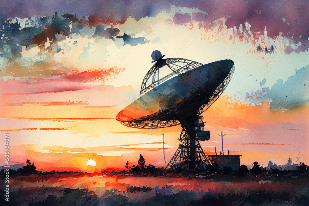 White radio telescope, a large satellite dish isolated on a white background. Generative Ai White radio telescope, a large satellite dish isolated on a white background. Generative Ai