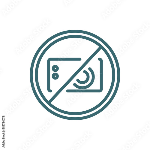 no photo sign icon. Thin line no photo sign icon from museum and exhibition collection. Outline vector isolated on white background. Editable no photo sign symbol can be used web and mobile