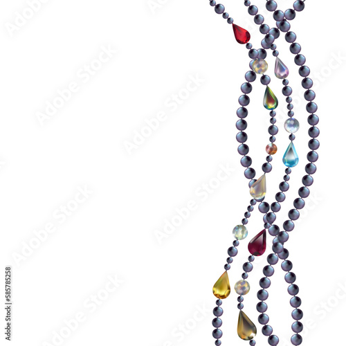 Pearl. Gems. Decoration. Diamonds. Abstract background. Jewelry. Hanging crystals. Vector illustration. Black Pearl.
