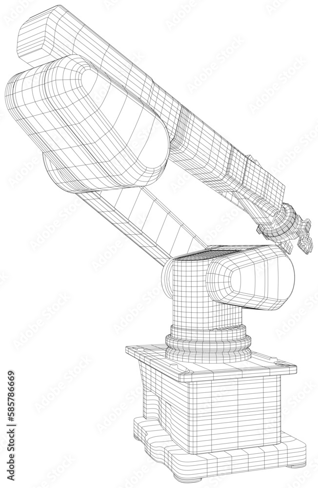 Industrial Robot isolated on white. Vector created of 3d.