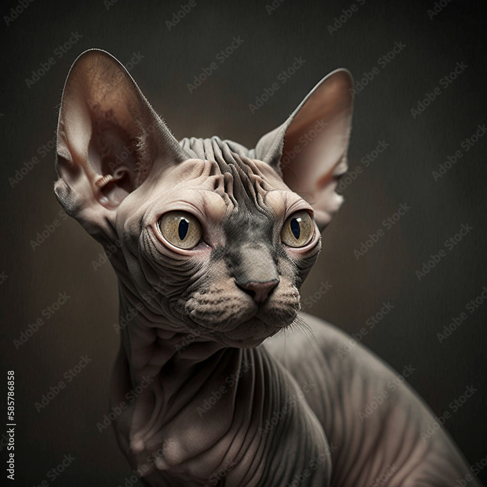 Portrait of a sphinx cat. Generative AI.