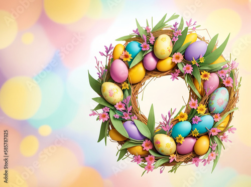 Easter wreath postcard