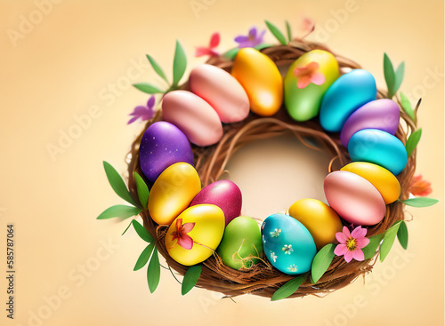 Easter wreath postcard,  Generative AI