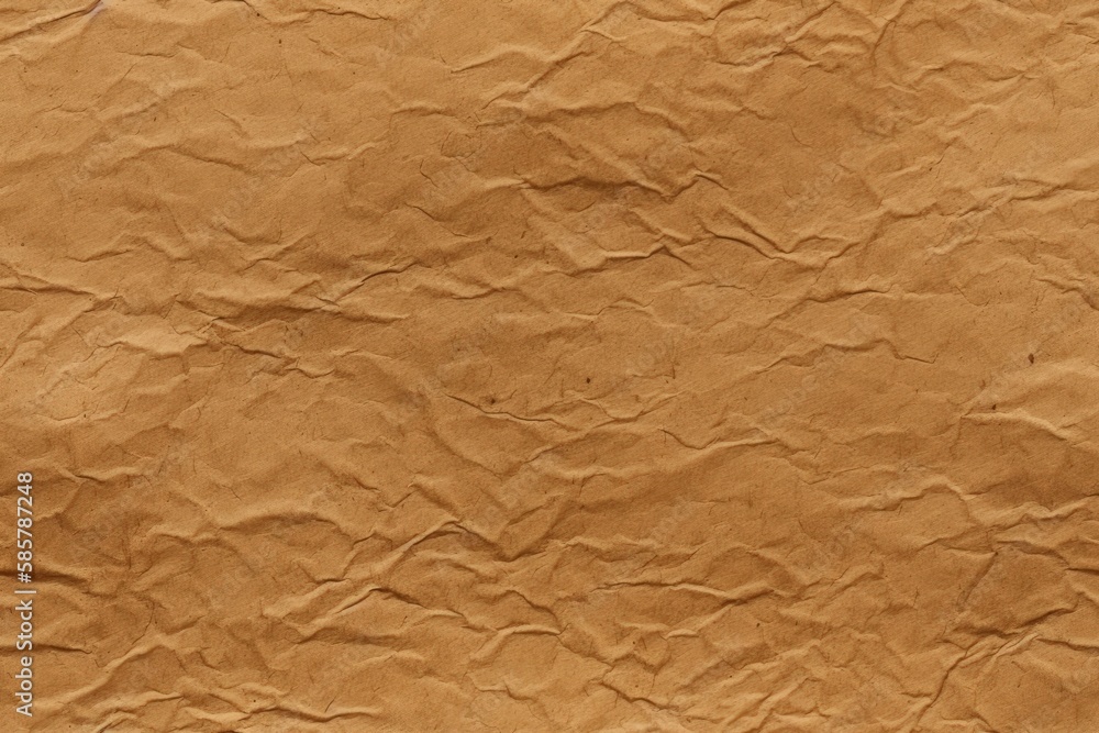 crumpled brown paper texture on a dark brown background. Generative AI crumpled brown paper texture on a dark brown background. Generative AI