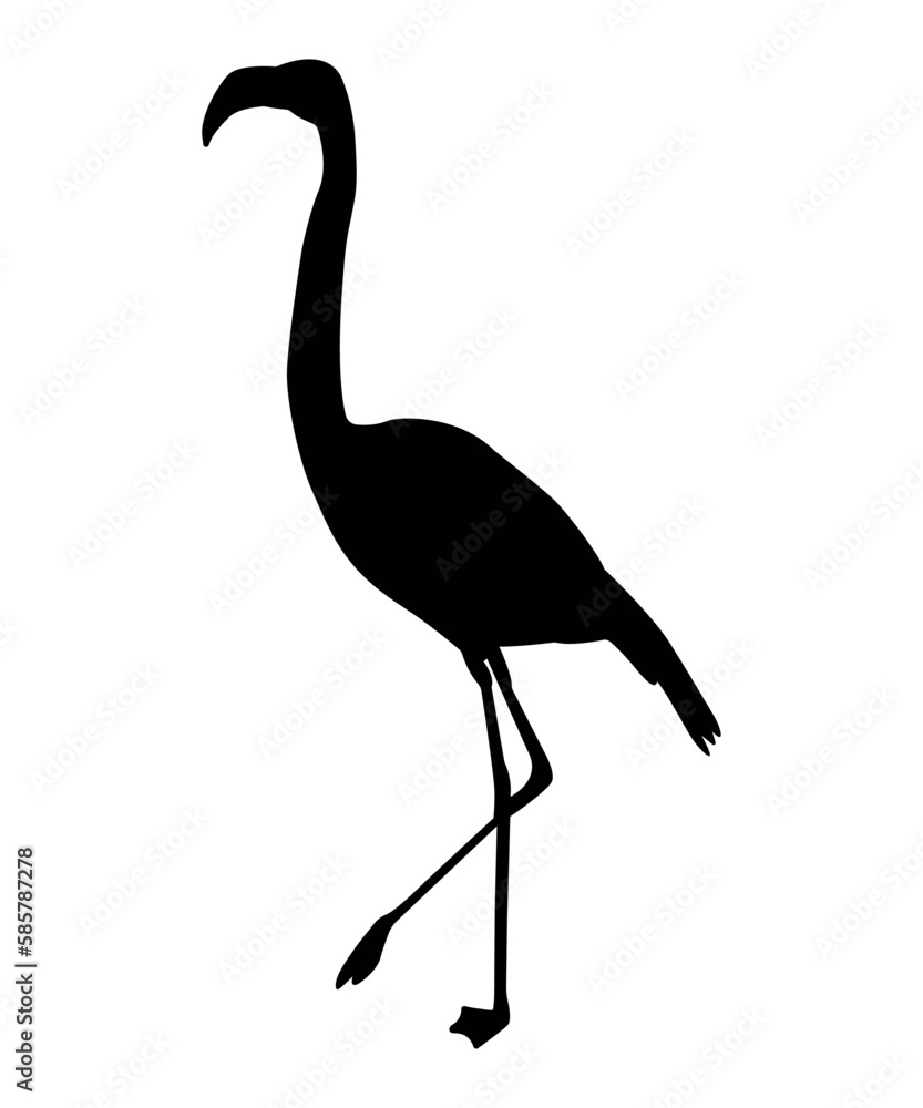 Fototapeta premium Vector flat flamingo silhouette isolated on white background