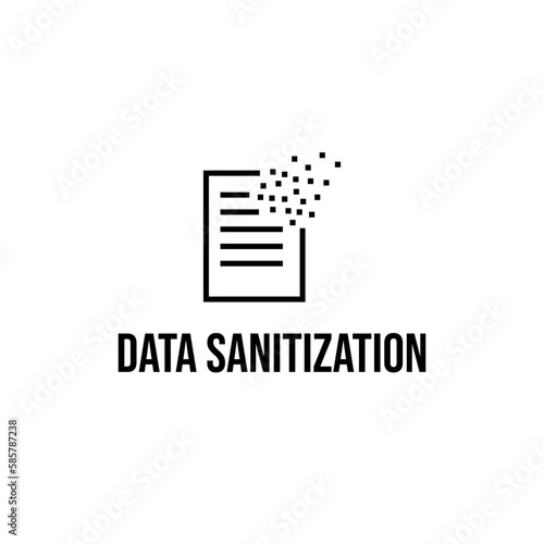Data sanitization deleting destroying data protection icon label sign design vector
