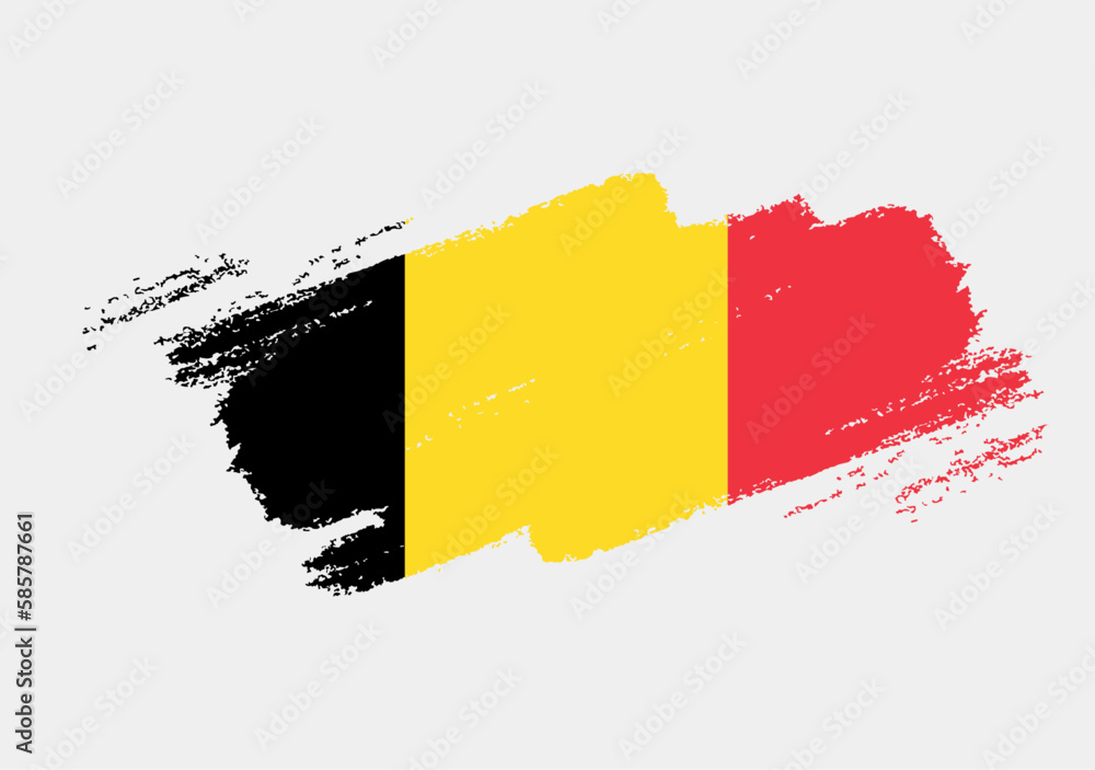 Obraz premium Artistic grunge brush flag of Belgium isolated on white background. Elegant texture of national country flag