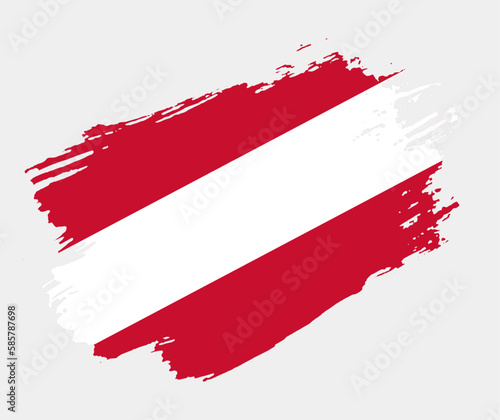Artistic grunge brush flag of Austria isolated on white background. Elegant texture of national country flag