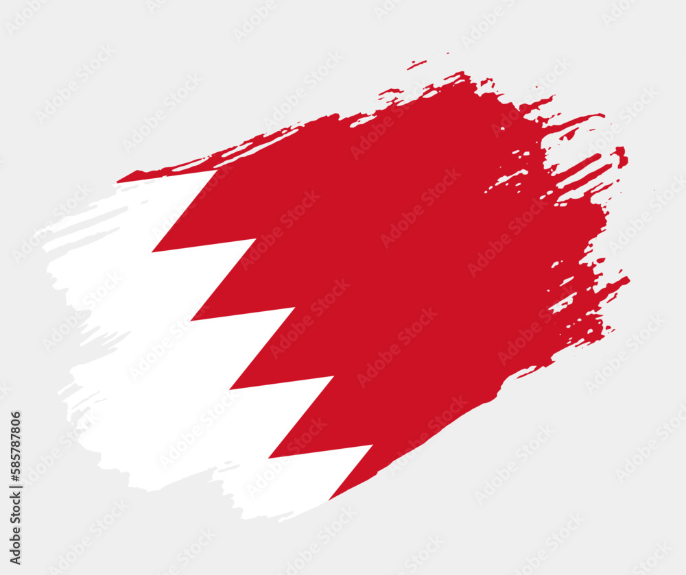 Artistic grunge brush flag of Bahrain isolated on white background. Elegant texture of national country flag Artistic grunge brush flag of Bahrain isolated on white background. Elegant texture of national country flag