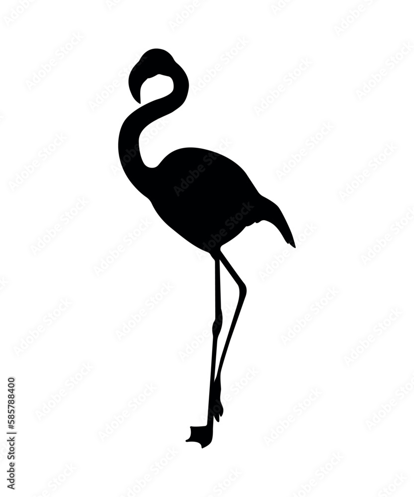 Fototapeta premium Vector flat flamingo silhouette isolated on white background
