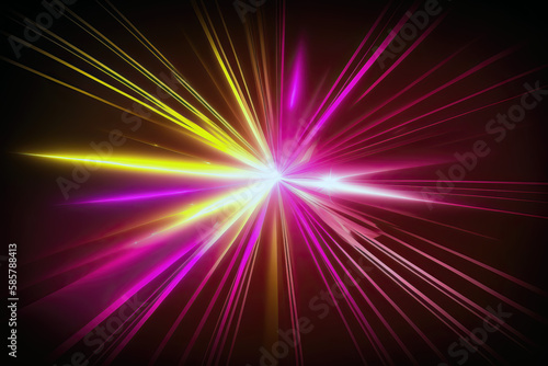 background of magenta and yellow laser beams, ai generated