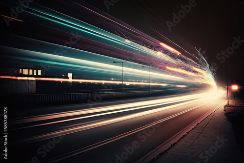abstract blurry street streak lights  background, ai generated
