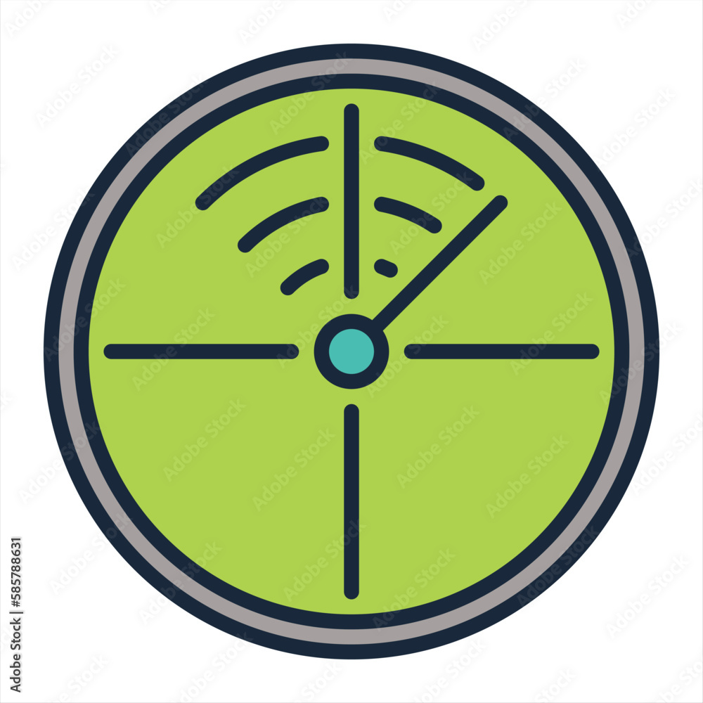 Radar search icon. Radar screen outline and filled vector sign Radar search icon. Radar screen outline and filled vector sign