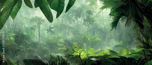 Fotografie, Tablou Horizontal tropical jungle landscape
