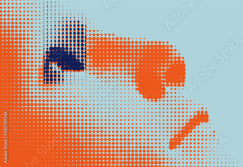 Man looking up. Abstract digital human head. Cover design template. Minimalistic design for business presentation, placard, banner, cover, brochure or notebook. 3d vector.