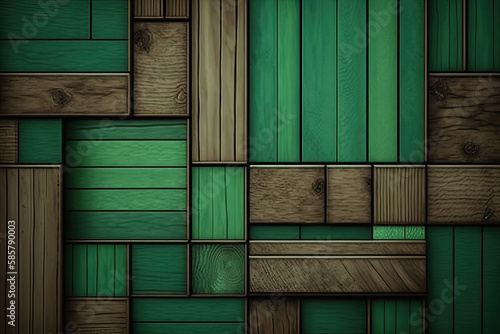 green brown wooden panel mosaic  ai generated
