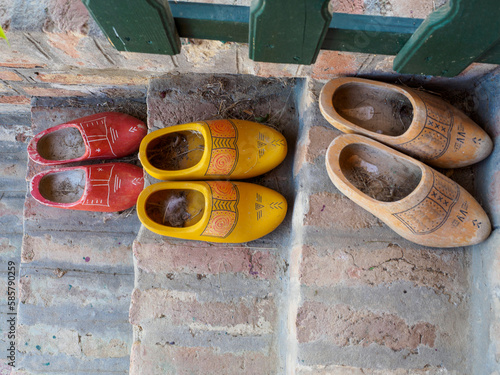 wooden shoes on old stairs