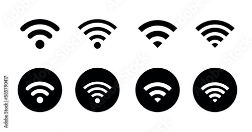 Set of Wireless and wifi icons. WIFI icon set in various shapes. Wireless and wifi icon or sign for remote internet access