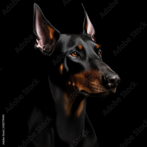 portrait of a black dog black background studio photography