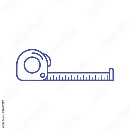 Construction Roulette, Measuring tape simple linear icon. Tool for repair. Equipment for engineers, mechanics. Outline. Logo, symbol, sign for mobile concept and web design. Vector illustration