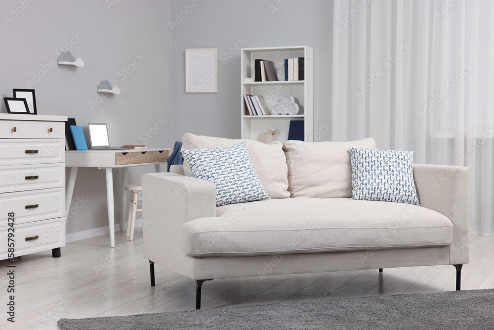 Stylish living room with comfortable sofa. Beautiful interior Stylish living room with comfortable sofa. Beautiful interior