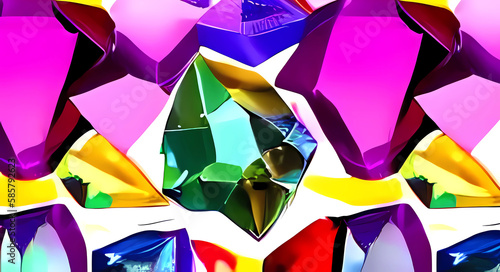 Colorful gems background, 3d rendering. Computer digital drawing.Generative AI