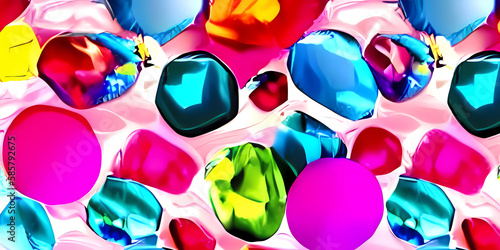 Colorful gems background, 3d rendering. Computer digital drawing.Generative AI