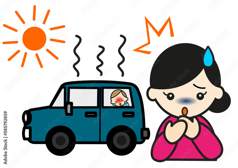 熱いなか車内放置された子供を見つけた女性