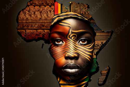 Black history month or woman's day celebration, Africa day concept Ethnic black woman