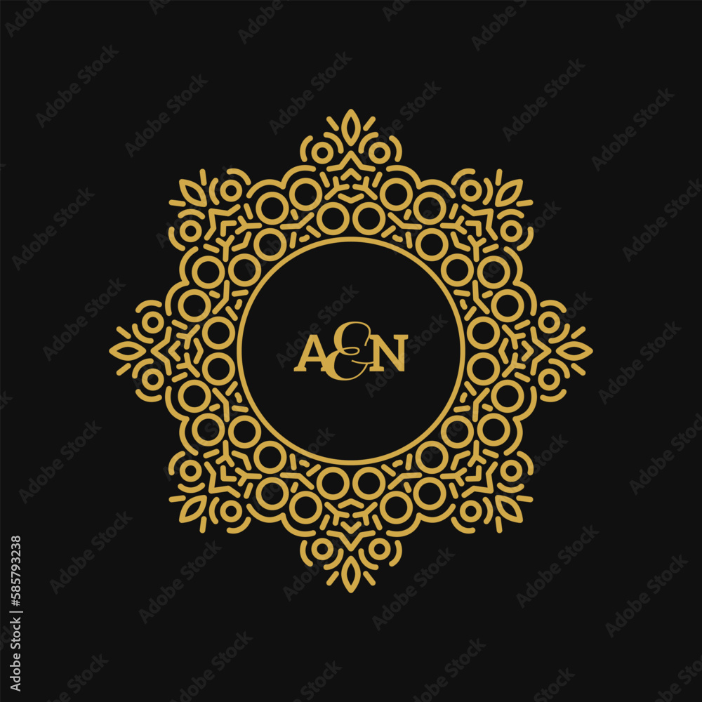 Obraz premium Vintage Frame. Vector illustration. Geometric Line Design Style for Hipster Art. Art Deco Monogram and Emblem Elements. Copy Space for Text.