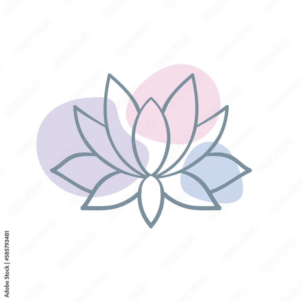 Lotus, Sacred Ayurveda symbol, harmony, balance, universe. Tattoo flesh design, yoga sign. Boho print, poster, t-shirt textile. Anti stress book. Isolated vector illustration
