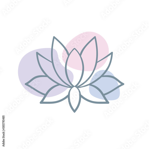 Lotus, Sacred Ayurveda symbol, harmony, balance, universe. Tattoo flesh design, yoga sign. Boho print, poster, t-shirt textile. Anti stress book. Isolated vector illustration