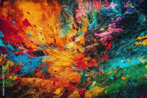 vibrant and colorful abstract painting. Generative AI