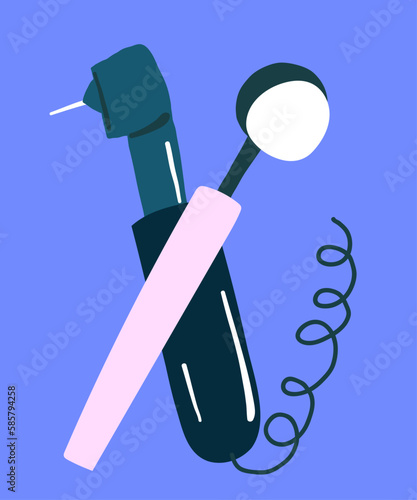 Vector hand drawn cartoon dentist tools applied in clinic. Stylish modern illustration for medical app, children education, print materials.