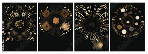 A set of backgrounds for text, psychedelic hippie art sparklers , a frame of stylized Fireworks. Posters dedicated to Guy Fawkes' Night , Bonfire Night , Fireworks Night, New Year, July 14, Bastille d
