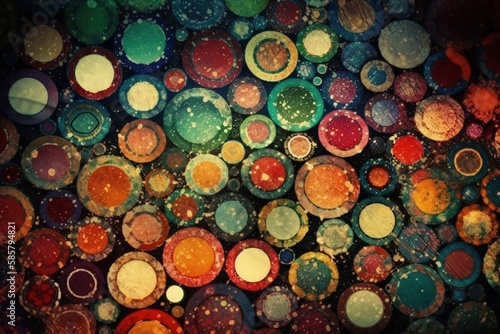 colorful circle pattern on a table. Generative AI