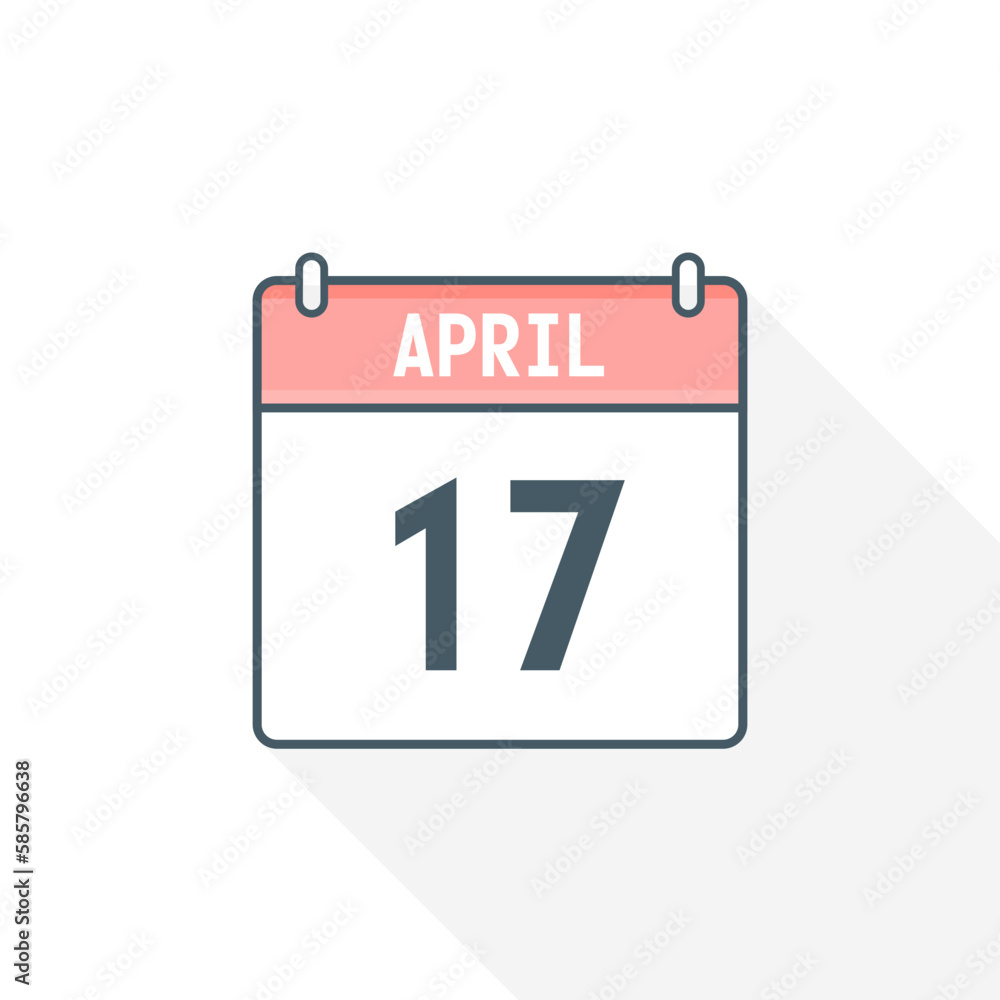 17th April calendar icon. April 17 calendar Date Month icon vector illustrator 17th April calendar icon. April 17 calendar Date Month icon vector illustrator