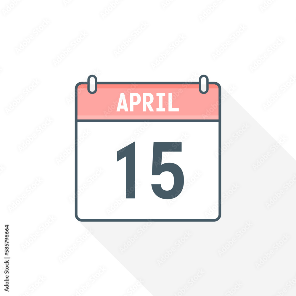 15th April calendar icon. April 15 calendar Date Month icon vector illustrator 15th April calendar icon. April 15 calendar Date Month icon vector illustrator