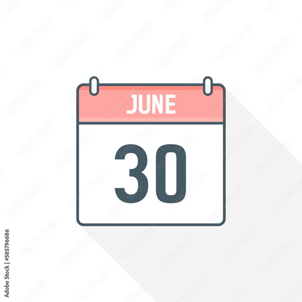 30th June calendar icon. June 30 calendar Date Month icon vector illustrator 30th June calendar icon. June 30 calendar Date Month icon vector illustrator