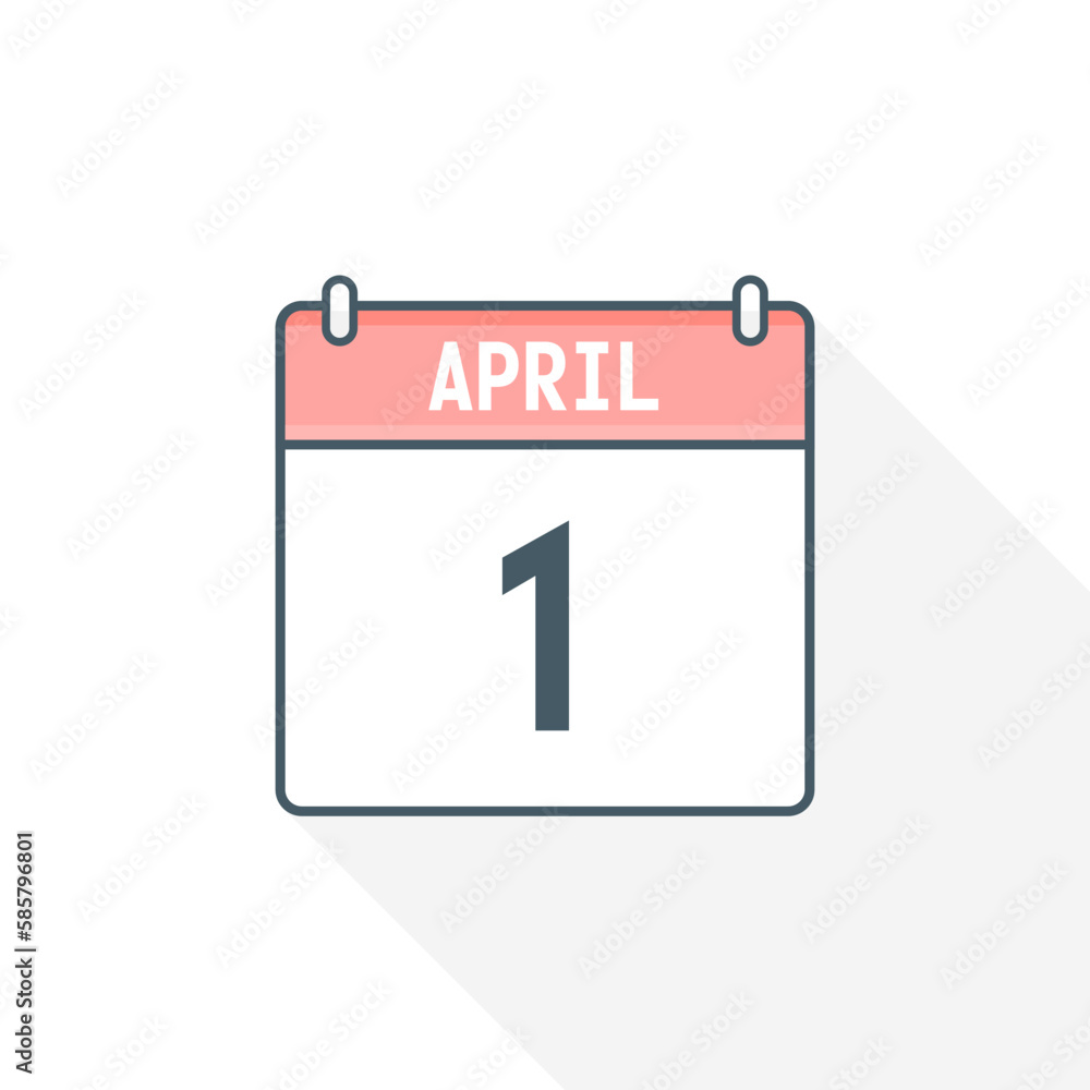 1st April calendar icon. April 1 calendar Date Month icon vector illustrator 1st April calendar icon. April 1 calendar Date Month icon vector illustrator