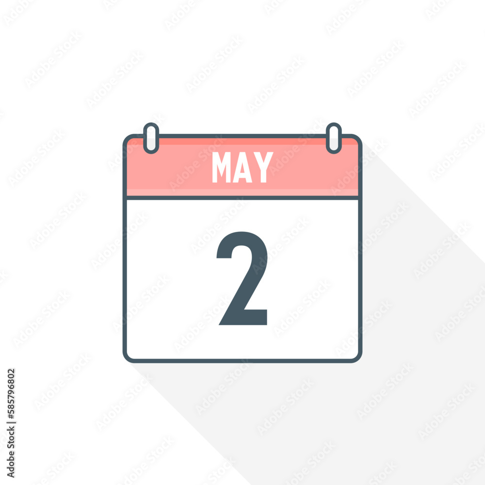 2nd May calendar icon. May 2 calendar Date Month icon vector illustrator 2nd May calendar icon. May 2 calendar Date Month icon vector illustrator