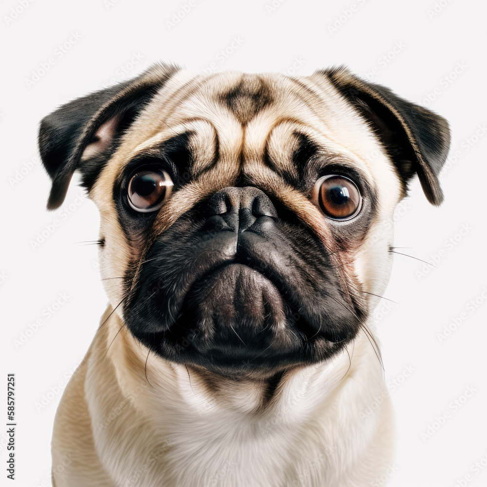 pug dog portrait sad studio photography