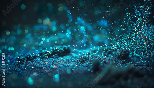 Abstract blue glitter bokeh background, Generative AI © AIExplosion